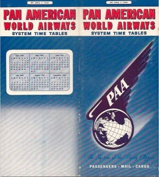 Pan American World Airways System Timetable April 1948 Am Paa Route Map