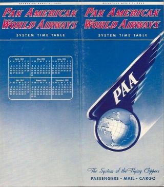 Pan American World Airways System Timetable April 1953 Am Paa Route Map