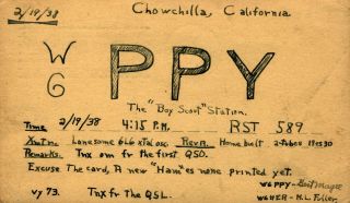 W6ppy Bert Magee Chowchilla,  California 1938 Vintage Ham Radio Qsl Card