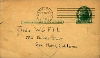 W6PPY Bert Magee Chowchilla,  California 1938 Vintage Ham Radio QSL Card 2