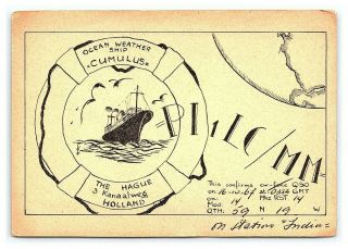 Vintage Postcard Qsl Card Ocean Weather Ship Cumulus Holland 1960s H8
