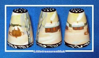 Russian Winter Sunset Turned Wood Hand Painted Thimble.