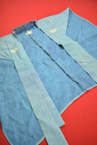 Ya53/135 Vintage Japanese Kimono Silk Antique Kamishimo Indigo Blue Edokomon