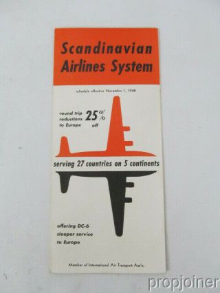 Scandinavian Airlines Systemnov.  1,  1948 Timetable