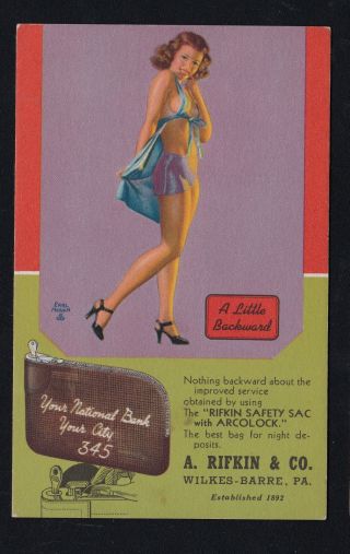 Earl Moran Hotcha Pinup Advertising Postcard Rifkin Products Wilkes Barre Pa