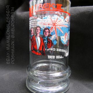 Vtg Star Trek 3 Search for Spock Taco Bell Glass Paramount Enterprise Destroyed 5