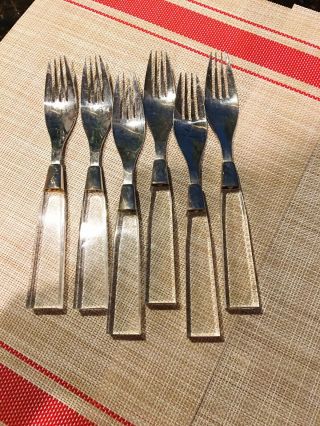 Supreme Cutlery Lucite 70’s Dinner Forks 18 - 8 Japan Set Of 6 Retro Midcentury