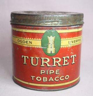 Turret Pipe Tobacco Tin/can - Cool - Imperial Tobacco Co.  Canada Red Vtg.