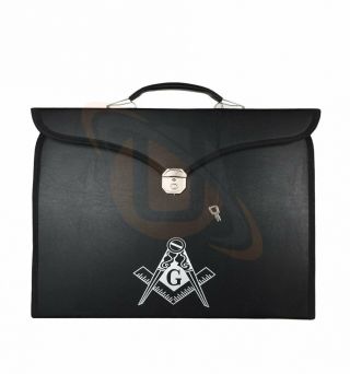 Masonic Master Mason Mm/wm Apron & Chain Collar Case With G Compass