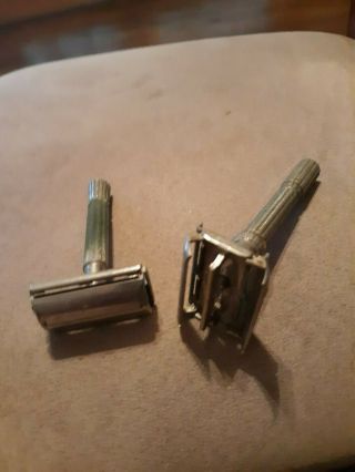 Two Vintage Razors One Is A Gilate Blue Blade The Other Unknown