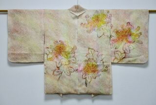 Japanese Kimono Silk Haori / Full Shibori / Chrysanthemum / Silk Fabric /14