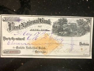 Antique Check " First National Bank Of Albia " In Albia,  Iowa 1879