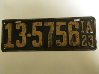 1923 Iowa License Plate All Paint Still Has Some Gloss Priced To Sell