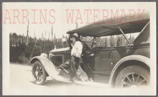 Vintage Car Photo Pretty Girl W/ 1920 Packard Automobile 765231