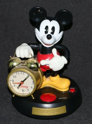 Disney Mickey Mouse Animated Talking Alarm Clock Old - Fashioned Alarm Sound
