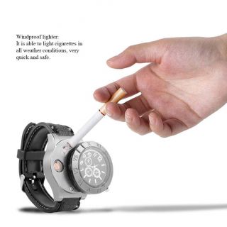 2 in 1 USB Rechargeable Cigarette Lighter Flameless Windproof,  Wristwatch Watch 5