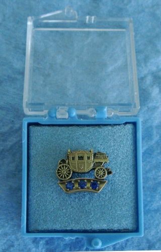 NMIB Employee Service Award Pin Badge: Fisher Body; 10K Gold; Buggy w/Sapphires 2
