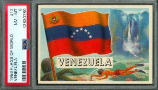 1956 Topps Flags Of The World 12 Venezuela Psa 8 (nm - Mt)