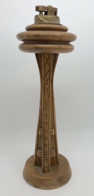 Seattle Space Needle Hand - Carved Souvenir Monkeypod Wood Table Lighter (rf975)
