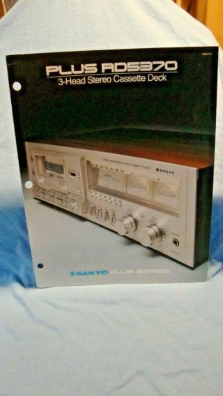 1979 Sanyo Plus Stereo 3 Head Cassette Deck Rd5370 Booklet With Specs