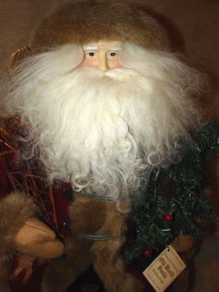 18 " Santa Claus Christmas Decor Old World Santa W/faux Fur
