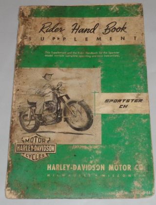 Rare Harley Davidson 1964 Sportster Ch Rider 