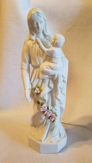 Roman Inc.  A Touch Of Rose,  Mary Baby Jesus Figurine Christmas Lights Up