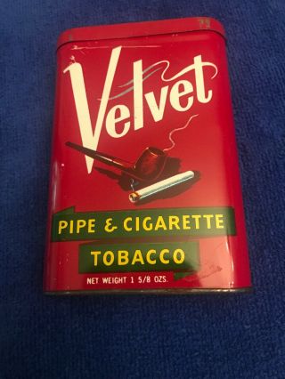 Vintage Velvet Pipe Cigarette Tobacco Tin Can