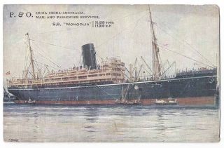 Old Postcard Ship P & O Mongolia C.  1920 