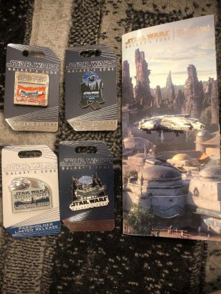 Disney Park Disneyland Star Wars Galaxys Edge Ap & Limited Edition Pins & Map