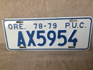 1978 - 1979 State Of Oregon P.  U.  C.  License Plate