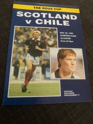 Scotland V Chile 1989 Soccer/football Programme
