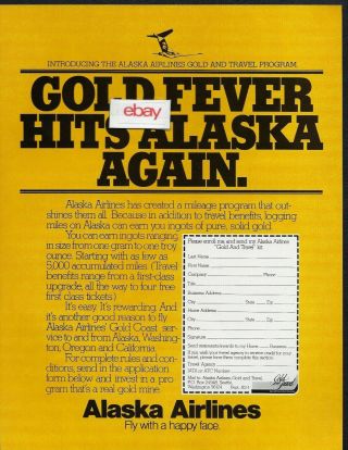 Alaska Airlines 1984 Gold Fever Hits Alaska Again Gold Travel Program Ad