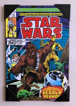 Star Wars Comic Cover 13 Wooden Wall Art Silver Buffalo 13”x 19” Chewbacca R2d2
