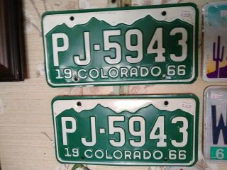 1966 Colorado State License Plate Pj - 5943