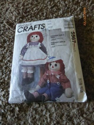 Vintage 1980s Mccalls 5567 36 " 3 Foot Raggedy Ann & Andy Doll Pattern