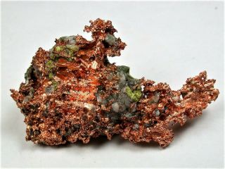 MINERALS : BRIGHT NATIVE COPPER WITH SOME LIGHT GREEN EPIDOTE FROM MICHIGAN 2