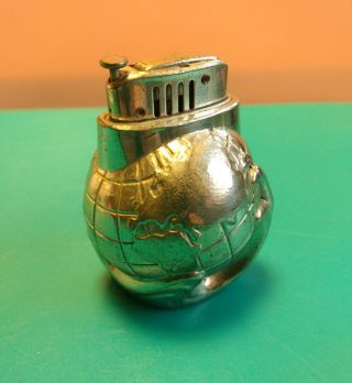 Old Vtg Collectible Pks World Globe Waves Table Lighter Made In Occupied Japan