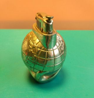 Old Vtg Collectible PKS World Globe Waves Table Lighter Made In Occupied Japan 2