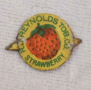 Vintage Tin Tobacco Tag - Strawberry - Rj Reynolds Tobacco Co