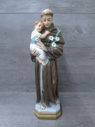 Vintage St.  Anthony And Baby Jesus Chalkware Catholic Statue 17.  5 Inches