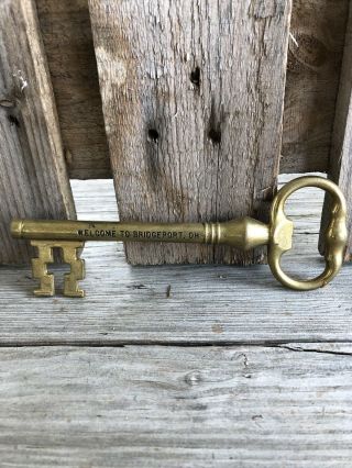 Welcome To Bridgeport Ohio Brass City Key Vintage 5” 2