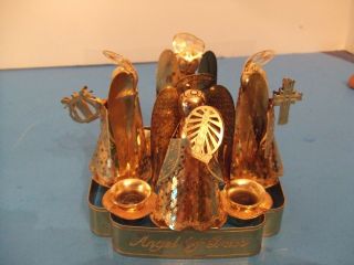 Vintage 24 Karat Gold Plated Angel Candle Holder 4 