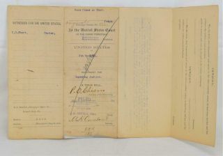 Rare 1904 United States Court In Indian Territory Indictment Paper Document 2