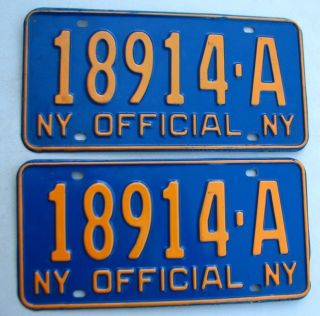 York Official License Plate Plates Matching Pair " 18914 A " Ny 1966 - 73