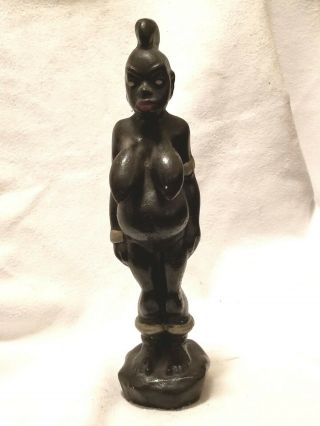 Vintage Chalkware Carnival Prize African Woman Nude Black Americana Fertility