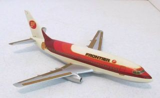 Frontier Airlines Boeing 737 - 200 Plastic Desktop Model 1/100 Scale 1980s Colors