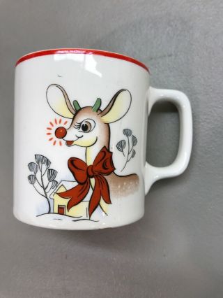 Vtg Rudolph The Red Nosed Reindeer Mug 3” Christmas Cup