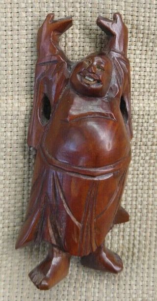 Small Hand Carved Asian Chinese Wooden Buddha Figure Figurine Wood Carving
