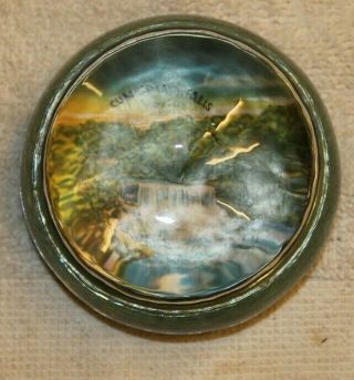 Vintage Cumberland Falls State Park Kentucky Domed Glass Paperweight 3 " D 1.  5 " H